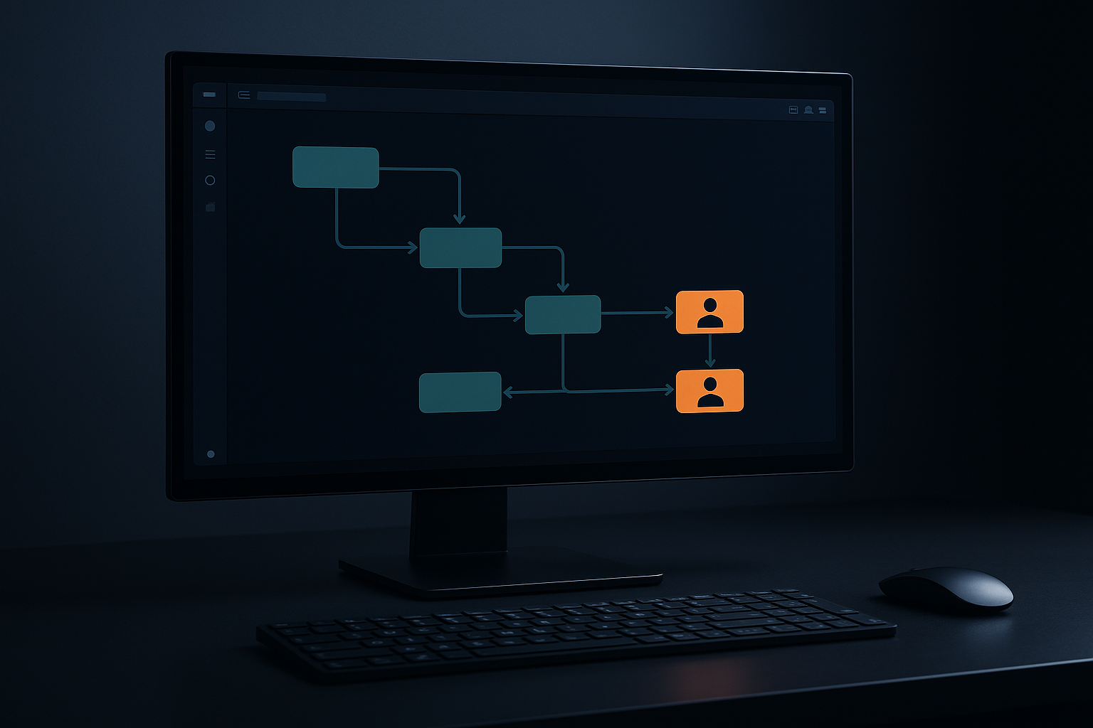 Hybrid workflow diagram with human checkpoints