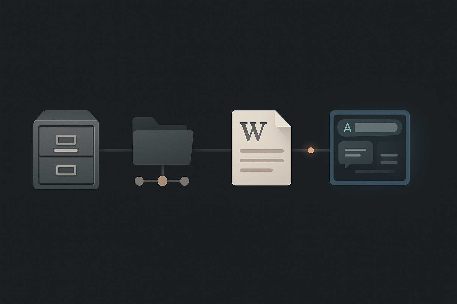 Timeline showing evolution from file cabinets to digital knowledge