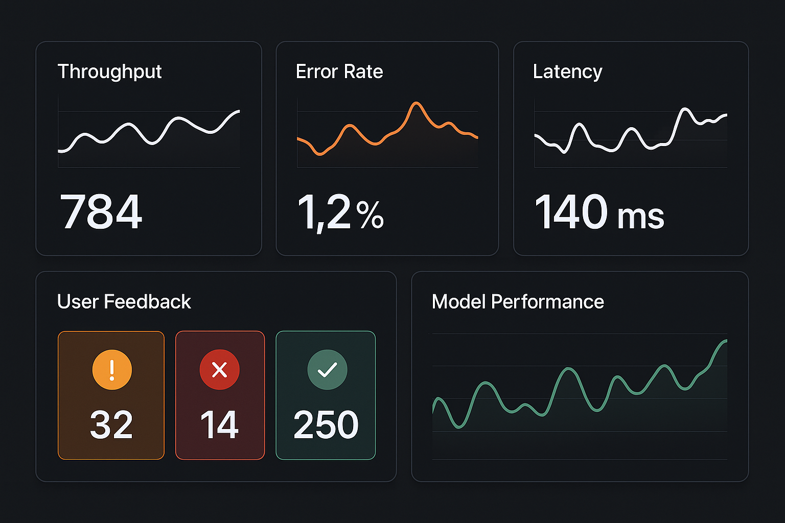 Monitoring dashboard for model performance and alerts