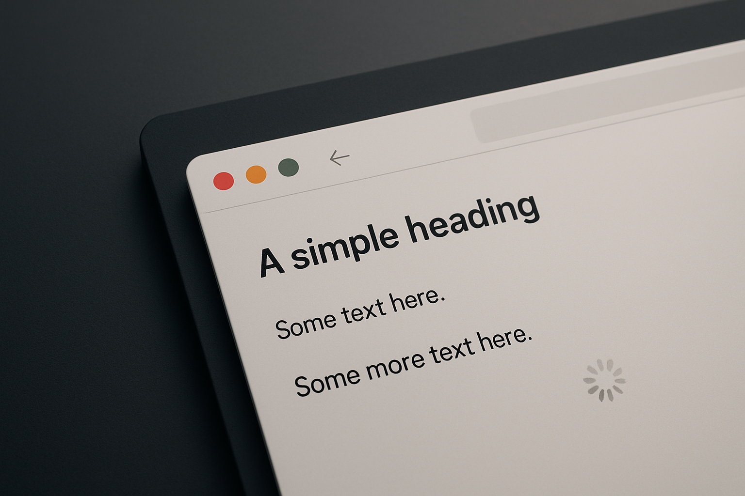 Minimal browser interface with clear content and fast-loading indicator