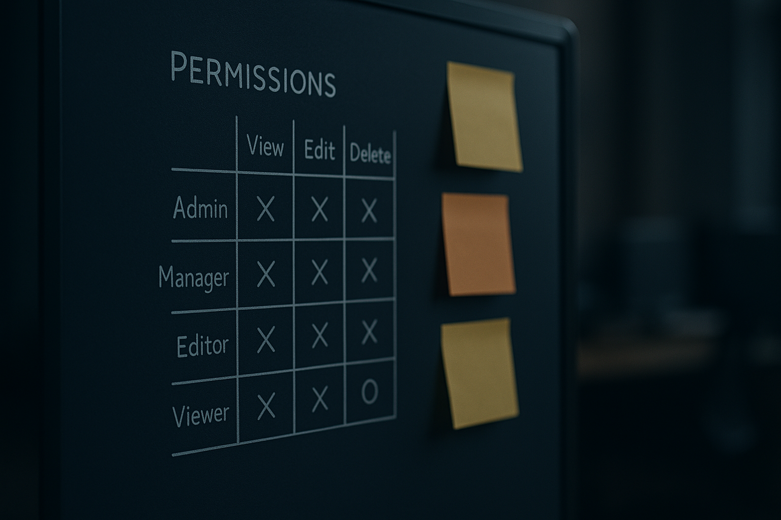 Whiteboard with permissions diagram