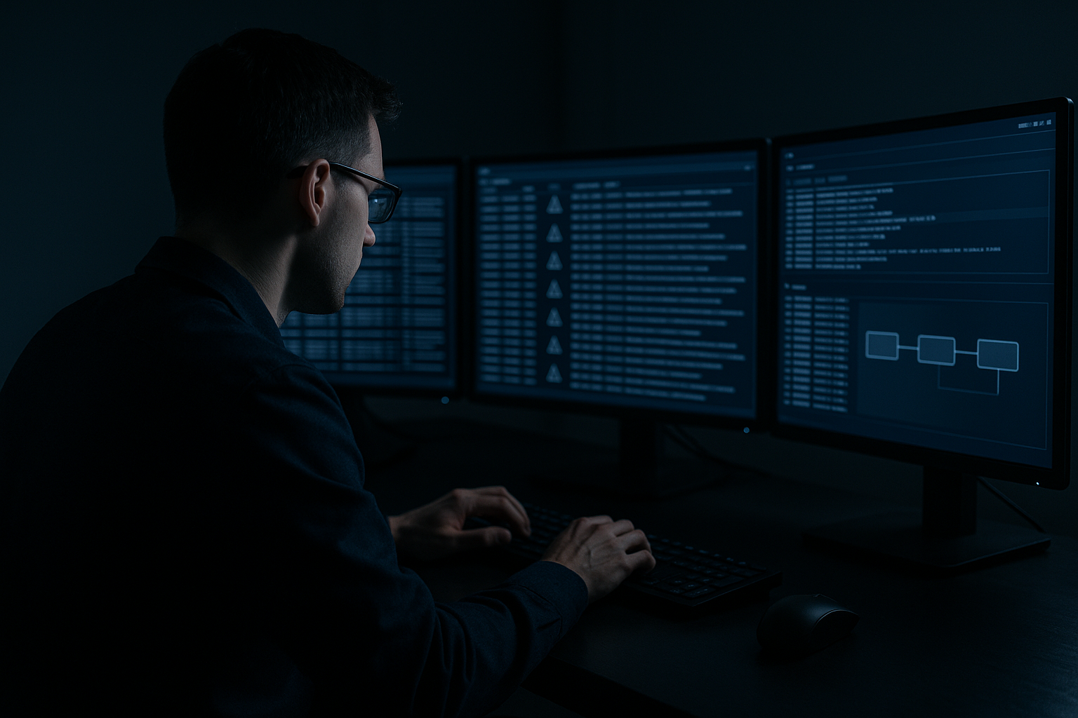 Engineer reviewing automated workflow logs on a desktop