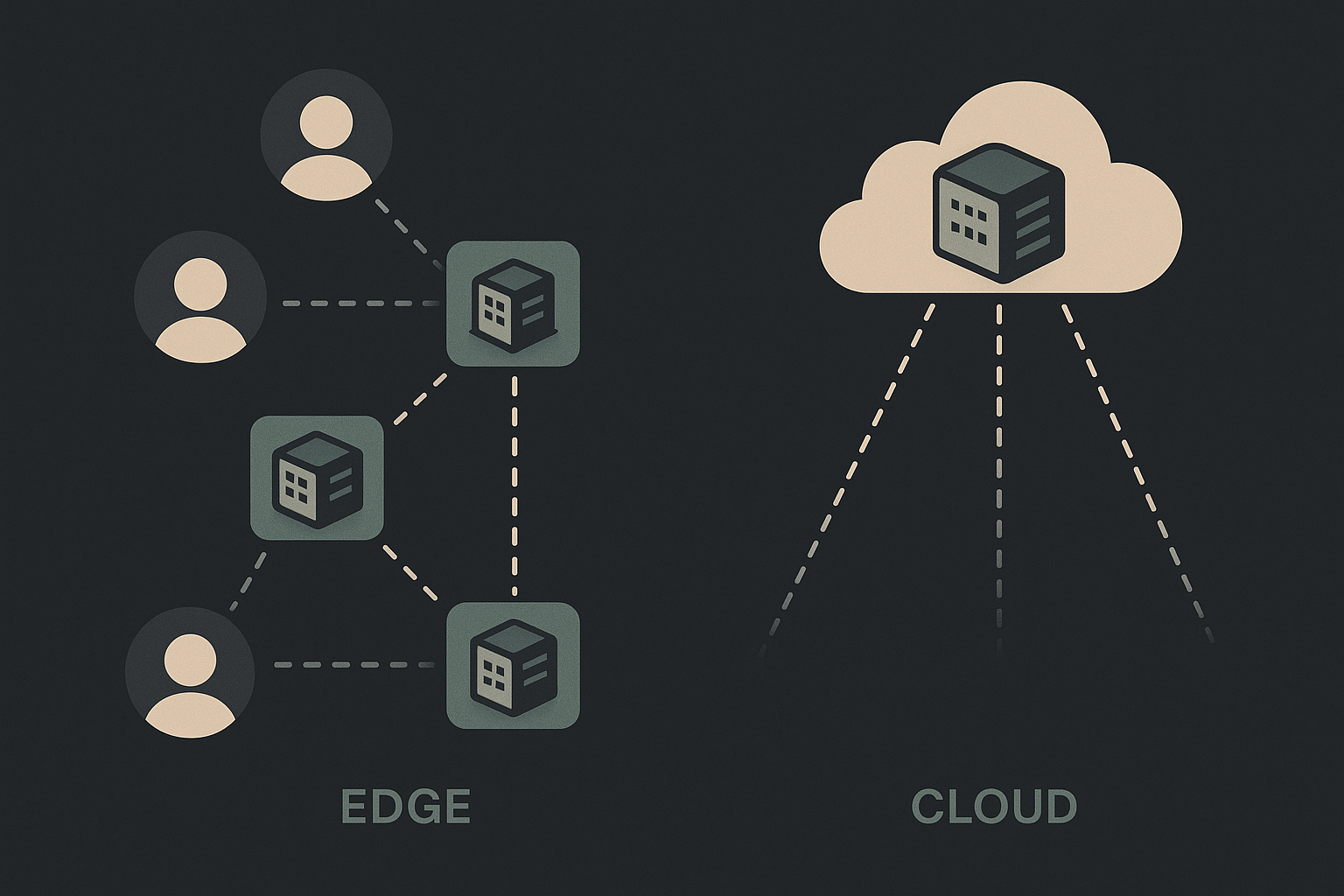 Diagram-style visualization of latency and cost tradeoffs between cloud and edge