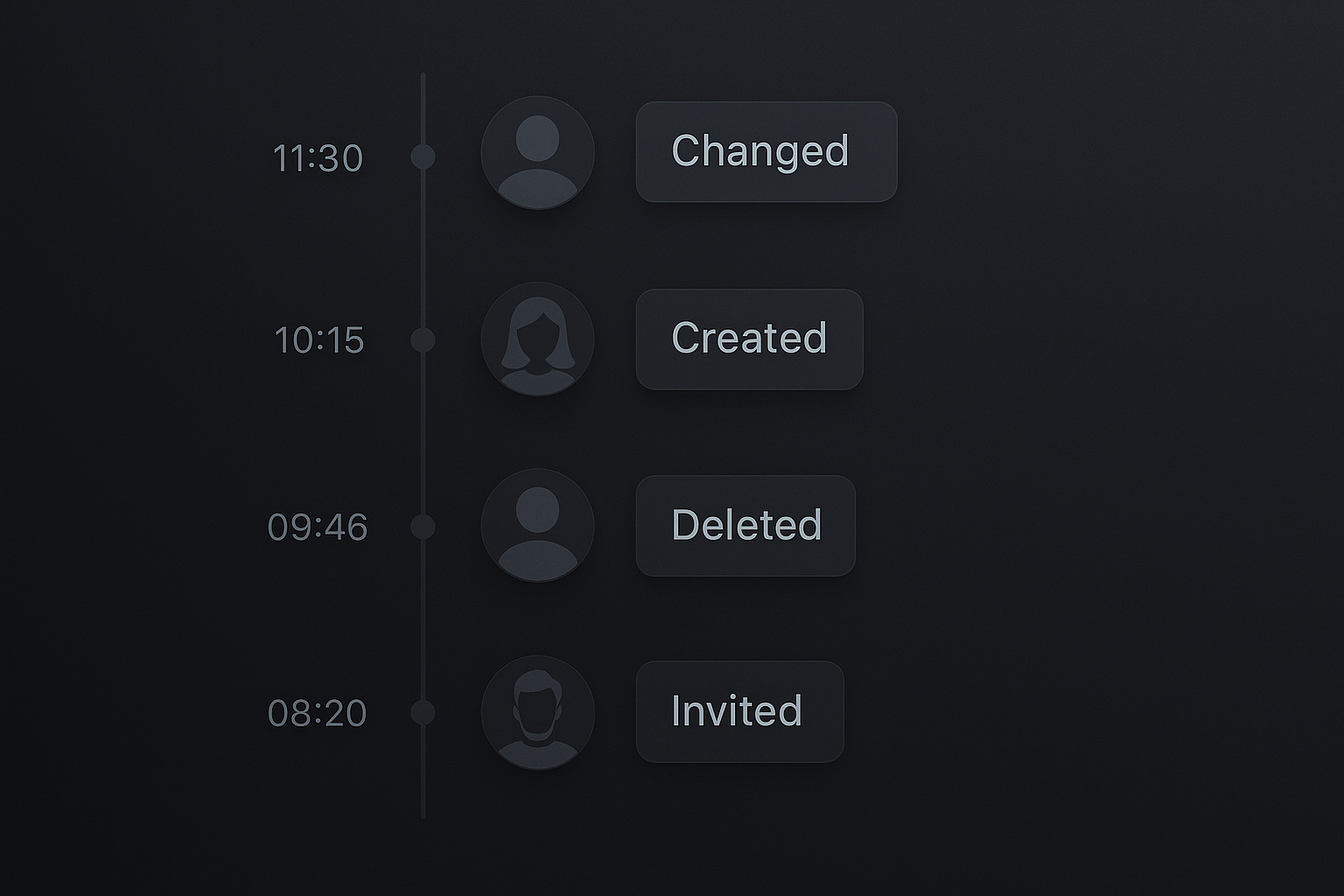 Audit trail displayed as a clean timeline with entries and user avatars
