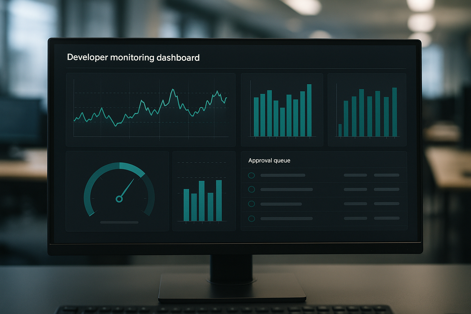 Developer console with monitoring dashboards and human approval flows