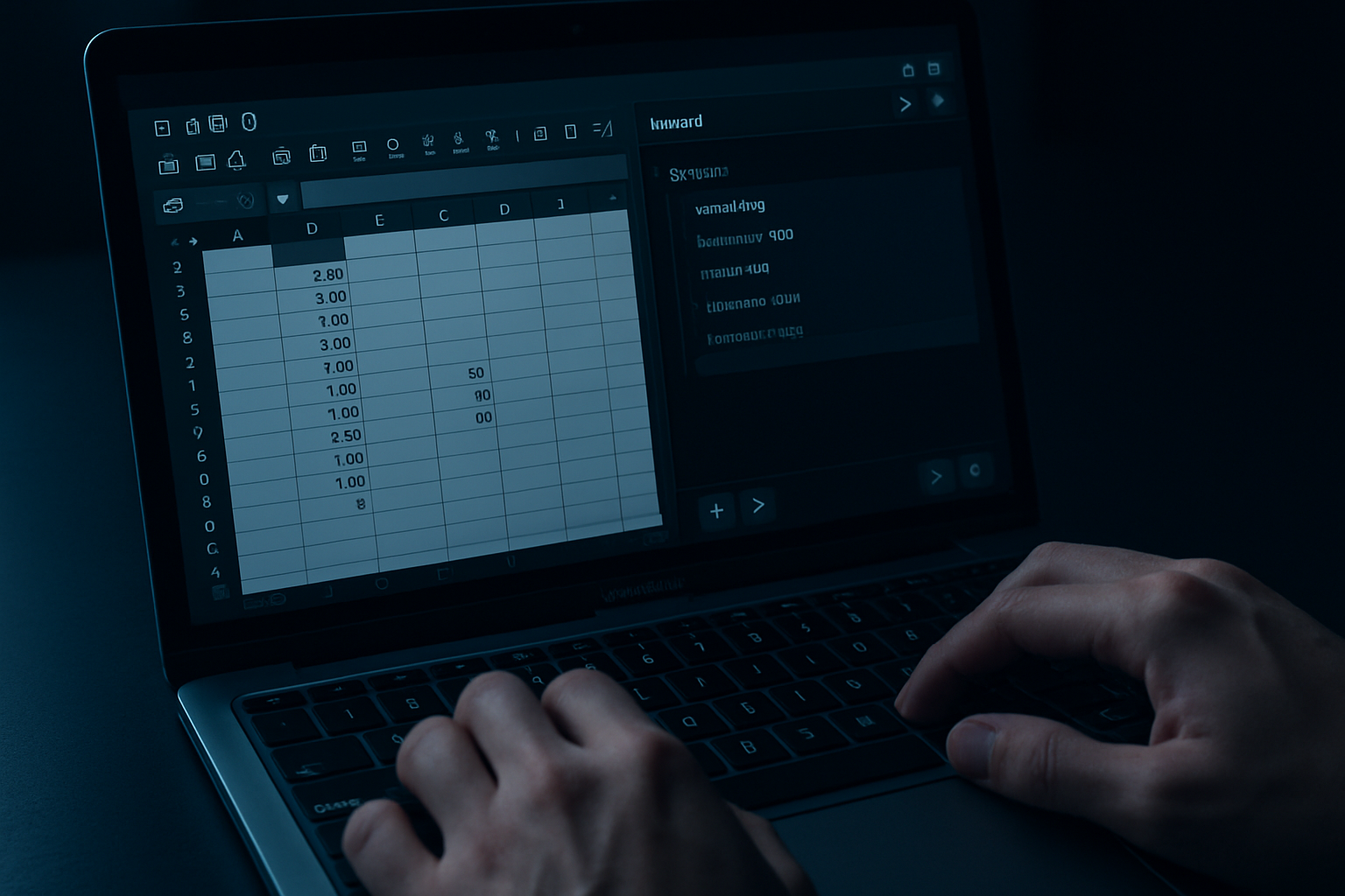 Close-up of a spreadsheet with macro editor open