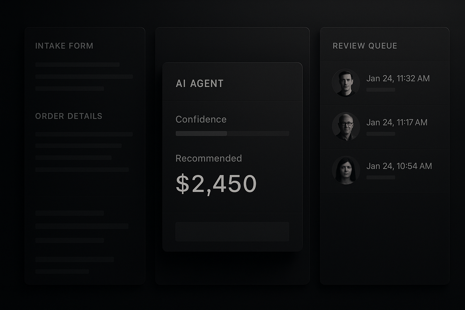 Quoting workflow with human review and agent suggestions