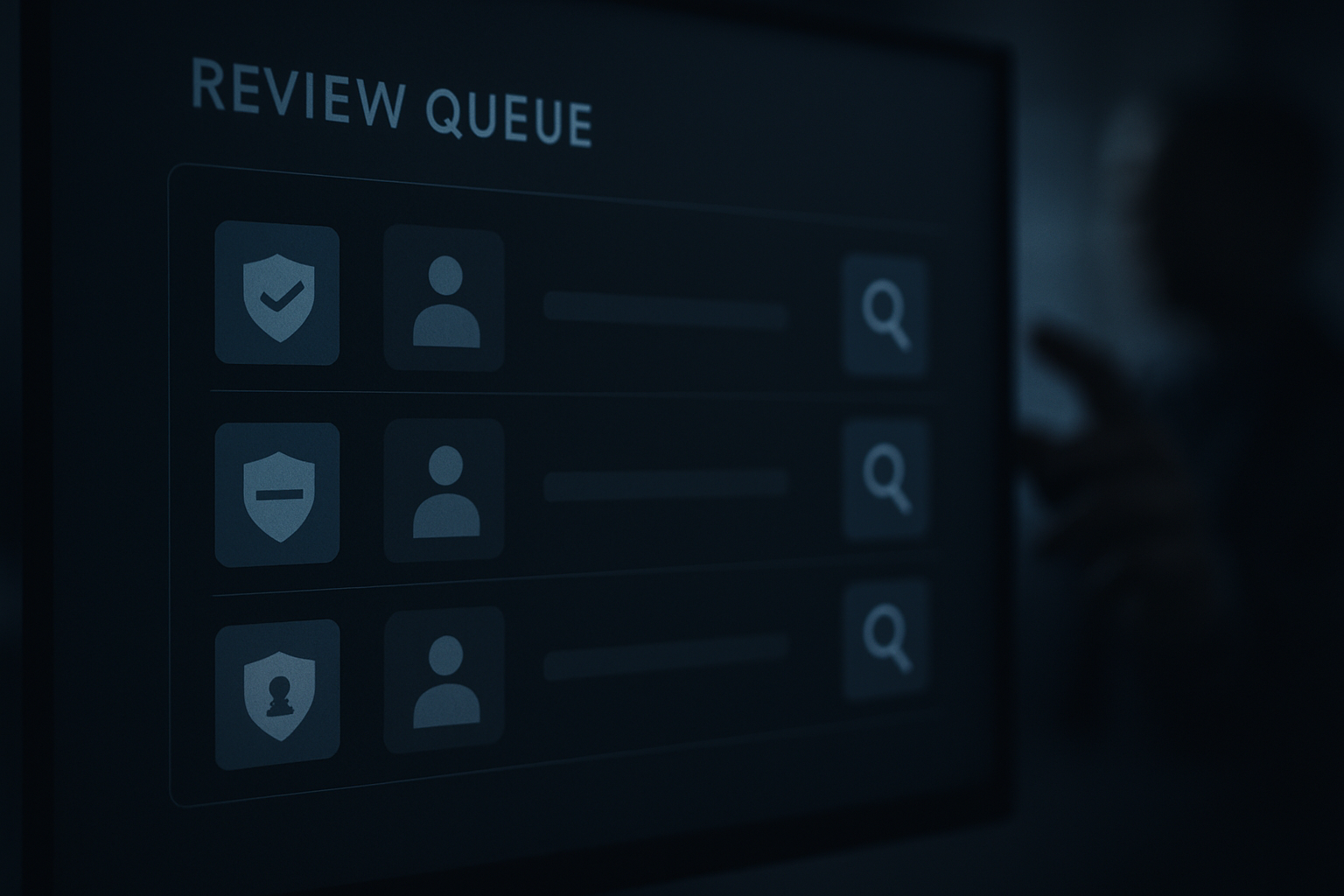 Review queue with permission badges
